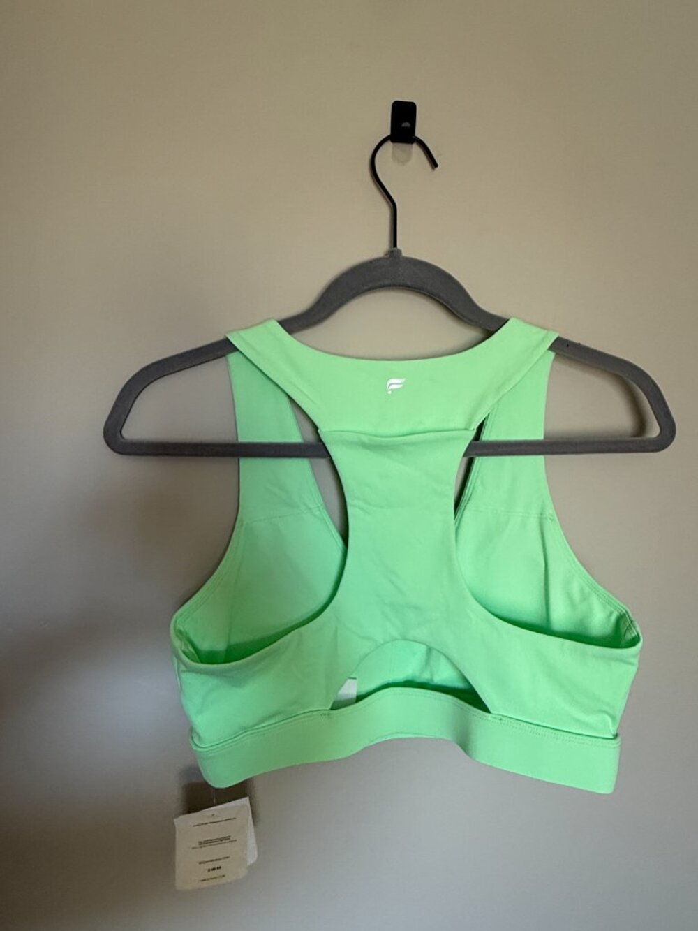 Fabletics On The Go Sports Bra XL NWT Neon Green Medium Impact Racerback - Picture 4 of 4